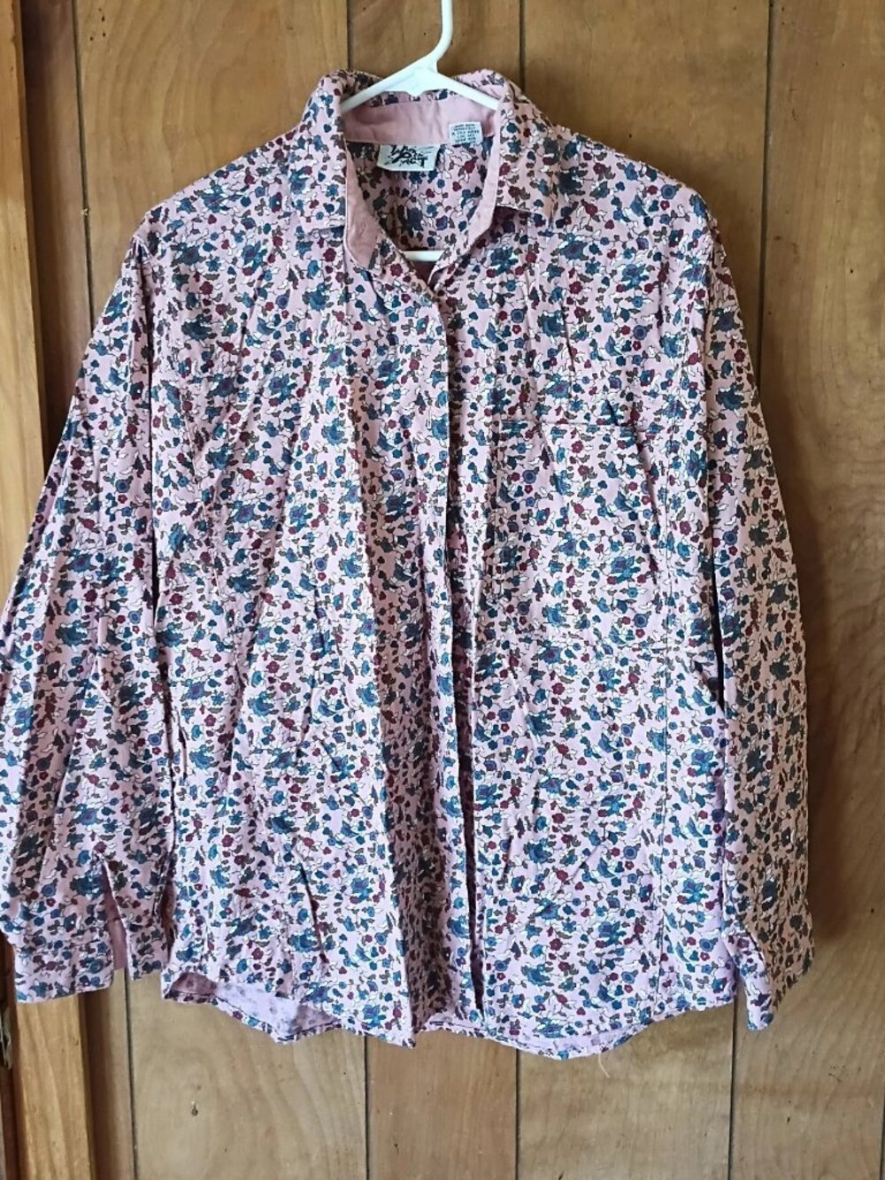 Sudden Impact Floral Button Down Blouse Size M Cotton Long Sleeve